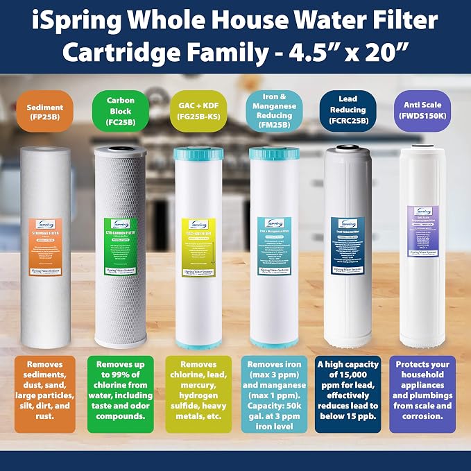iSpring FC25BX2 20"x 4.5" Carbon Block Whole House Water Filter Replacement - Image 4