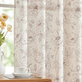 jinchan Floral Linen Curtains for Living Room 84 Inch Length Brown Flower by JINCHAN