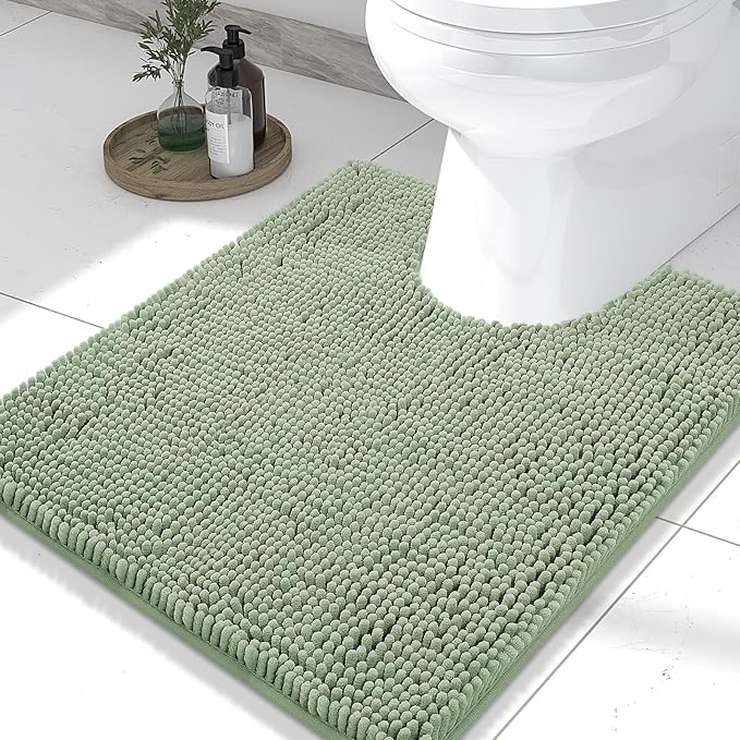 Smiry Luxury Chenille Toilet Rugs U-Shaped 24x20, Soft Absorbent Non-Slip by Smiry