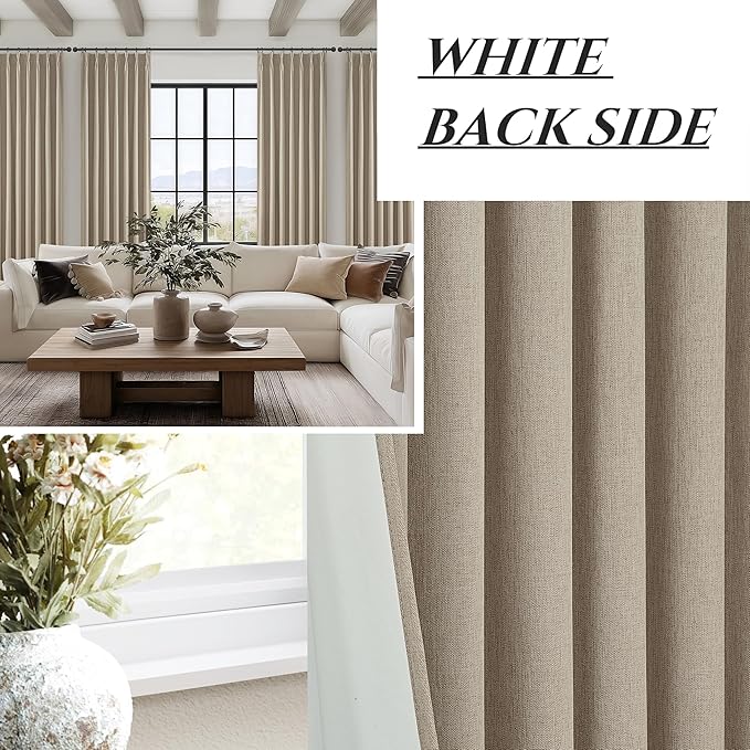 GreyBeige Modern Neutral 92 Inch Pinch Pleated Blackout Sliding Glass Door - Image 6