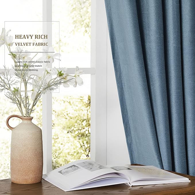 BULBUL Velvet Curtains 72 inch Luxury Elegant Living Room Curtain Modern Light - Image 4