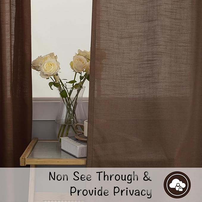 DONREN Cocoa Brown Back Tab Curtains 78 Inches Long 2 Panels - Image 4