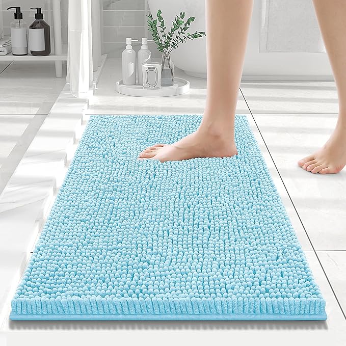 Smiry Luxury Chenille Bathroom Rugs 24x16, Extra Soft and Absorbent Shaggy Bath by Smiry