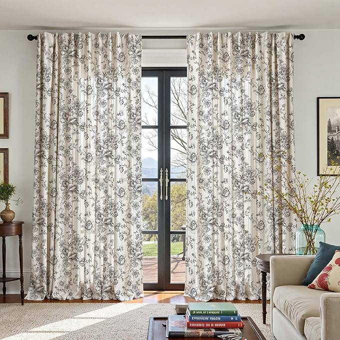 jinchan Linen Floral Curtains Extra Wide - Image 5