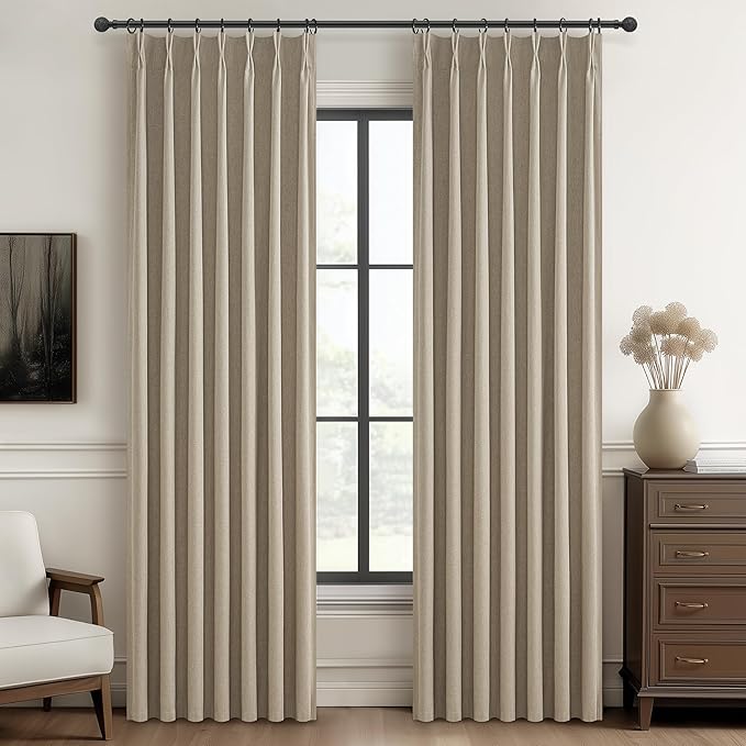 100% Blackout Viral Curtains 84 Inch Length 2 Panels Set Farmhouse Style by QJMYDECO