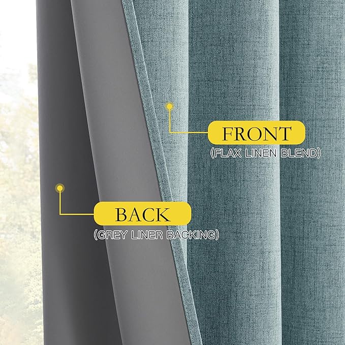 NICETOWN 100% Absolutely Blackout Linen Curtains - Image 5