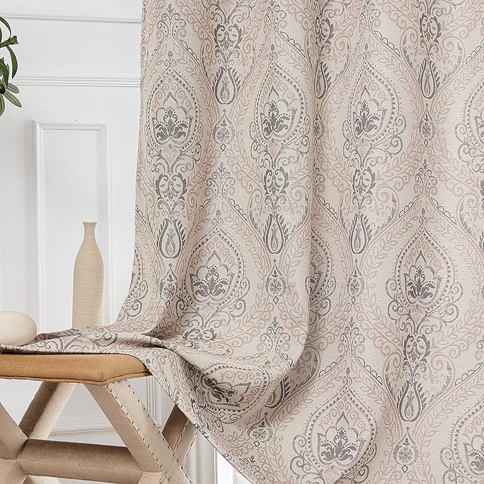 Vangao Damask Curtains Paisley Medallion Print Curtains - Image 8