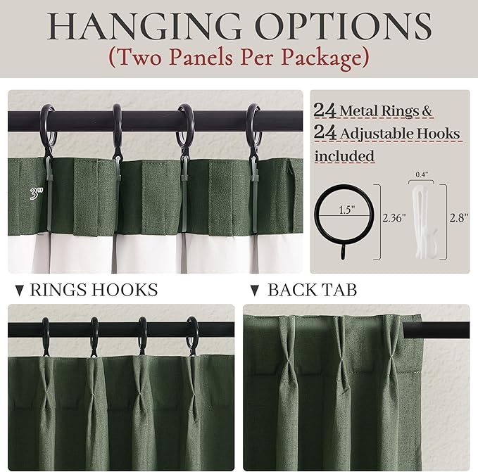 Pinch Pleated Blackout Curtains 70 Inches Extra Wide - Image 3