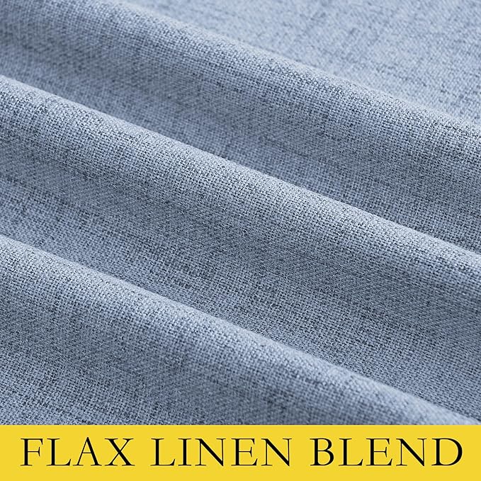 NICETOWN Stone Blue Vintage Linen 100% Blackout Curtains - Image 7