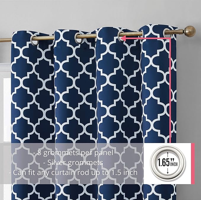 HLC.ME Lattice Print Blackout Window Curtains - Image 2