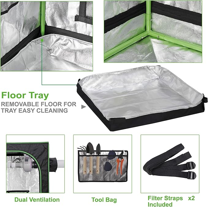 JungleA 2x2 Small Grow Tent, High Reflective Mylar Hydroponic Growing System - Image 5