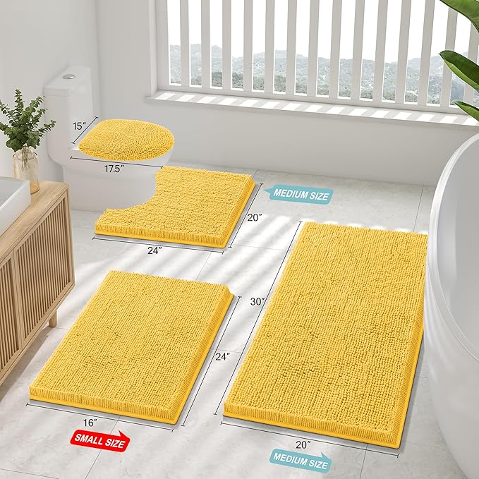 Smiry Luxury Chenille Bathroom Rugs 47x20, Extra Soft and Absorbent Shaggy Bath - Image 2