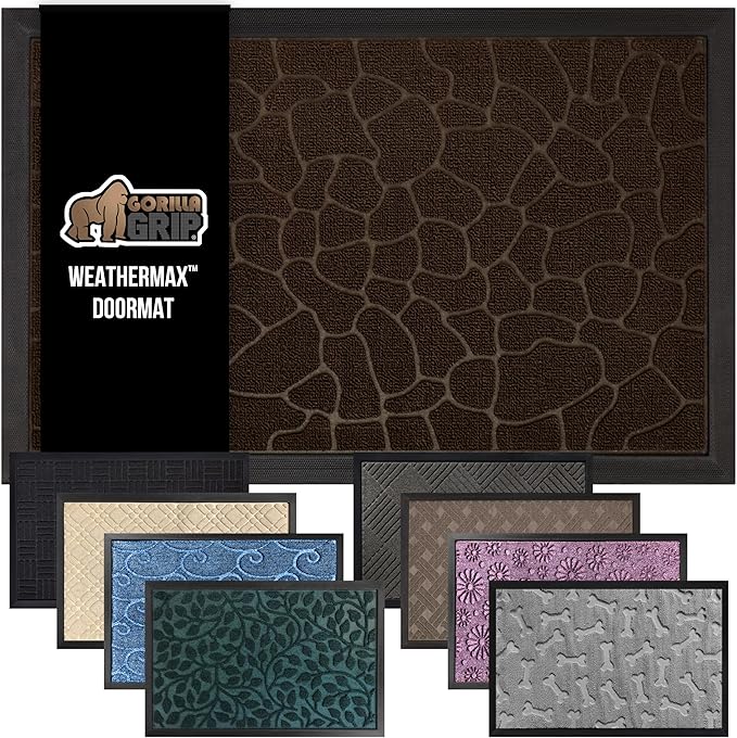 GORILLA GRIP 100% Waterproof All-Season WeatherMax Doormat 35x23, US Designed by GorillaGrip
