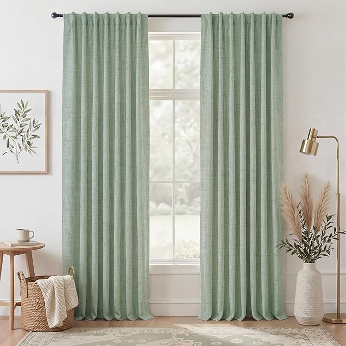 RYB HOME Sage Green 100% Blackout Curtains 108 inches Long, Thermal Insulated by RYBHOME