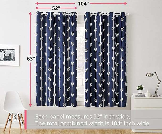 HLC.ME Arrow Printed Blackout Room Darkening Thermal Grommet Window Curtain - Image 3