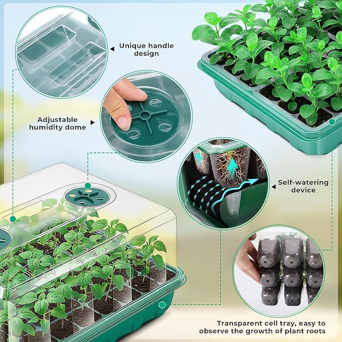 Self-Watering Seed Starter Tray 2 Packs, 96 Cells Seed Starter Kit - Image 4