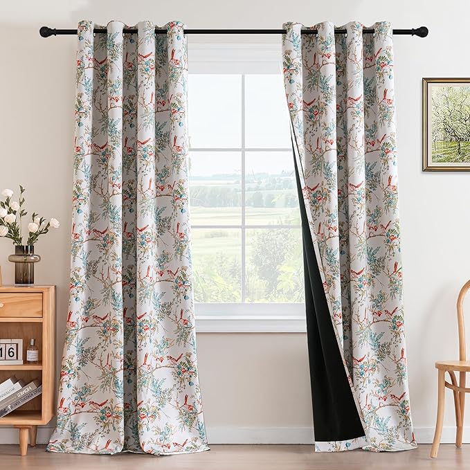 H.VERSAILTEX 100% Blackout Floral Curtains 96 inch Length 2 Panels Vintage by HVERSAILTEX
