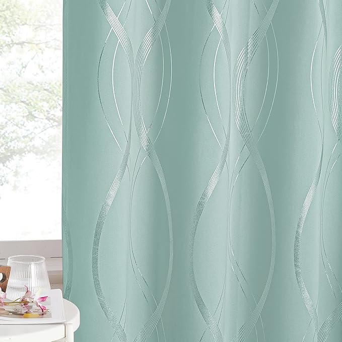 NICETOWN Aqua Blue Curtain Panels 63 inch Long by NICETOWN