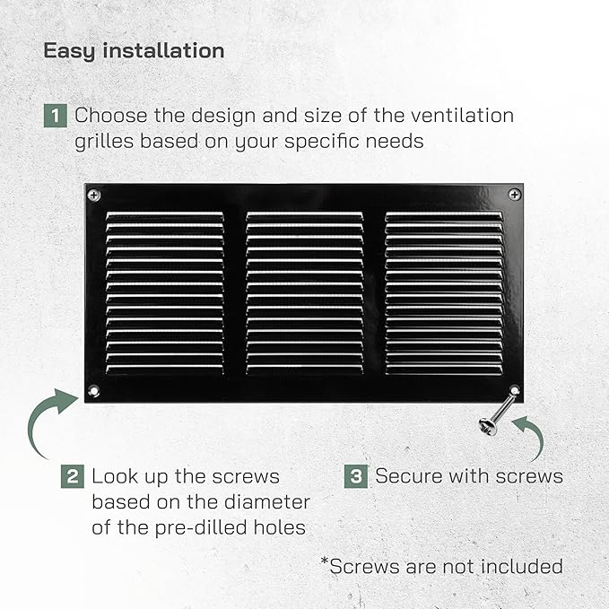 Vent Systems 12" x 6" Inch Scratch Resistant Black Metal Vent Cover - Image 4