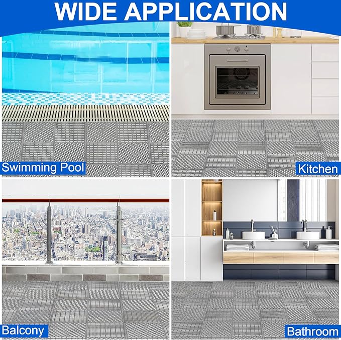 MYFAMIREA Modular Interlocking Cushion 12 Pack 11.8" x 11.8" Rubber Floor Tiles - Image 7