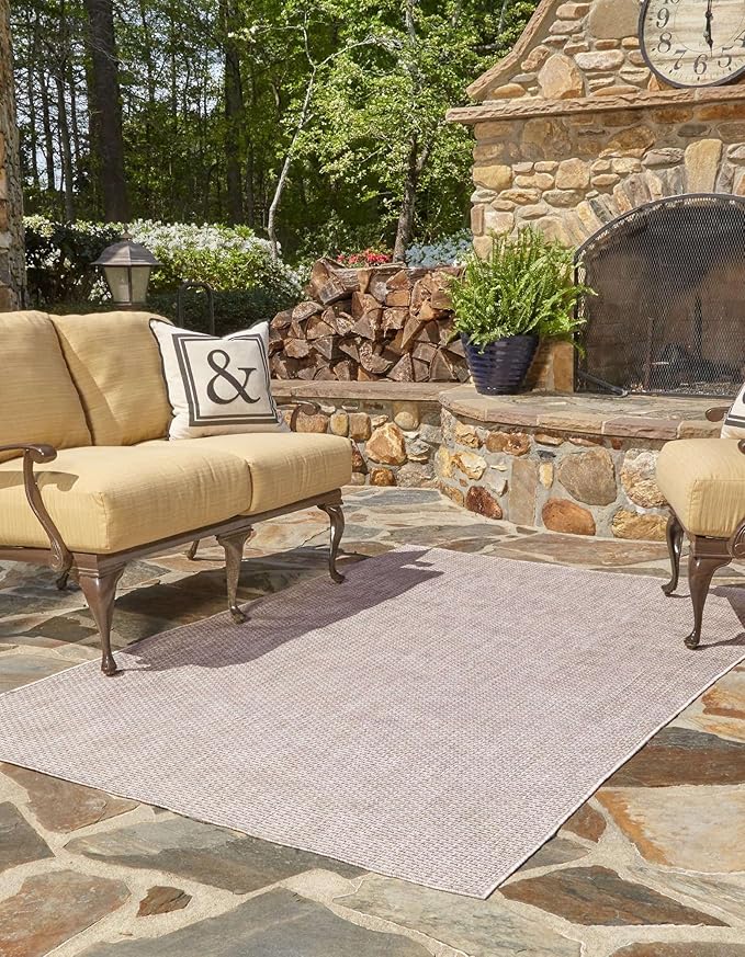 Unique Loom Outdoor Solid Collection Area Rug - Image 4