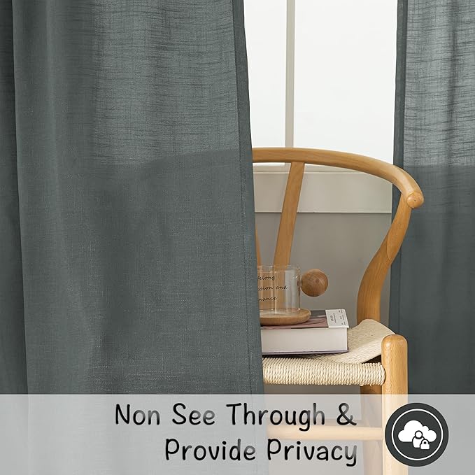 Livingroom 108 Inch Length Linen Textured Curtains - Image 4