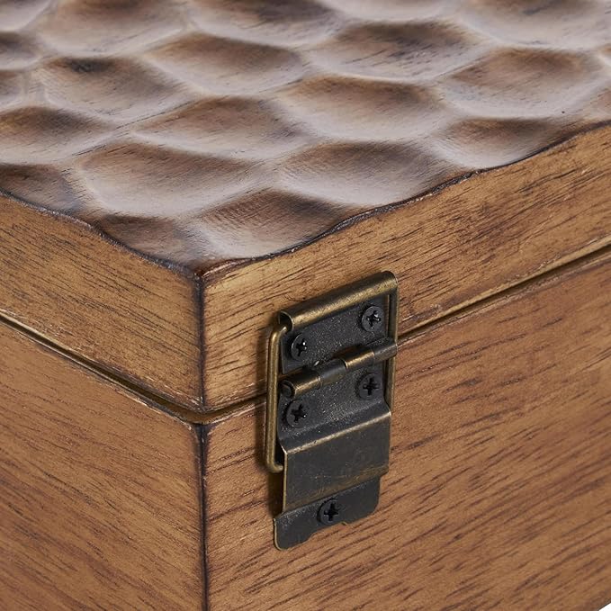 Deco 79 Wood Geometric Decorative Box Textured Concave Honeycomb Storage - Image 6