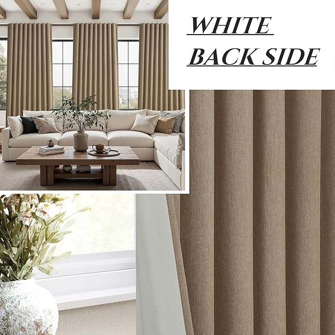 Rust Brown Blackout Curtains 60 Inches Extra Wide Linen 92 Inch Length - Image 6