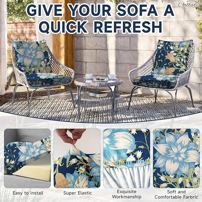 12Pcs Stretch Patio Cushion Cover, Printed Couch & Sofa Slipcovers - Image 5