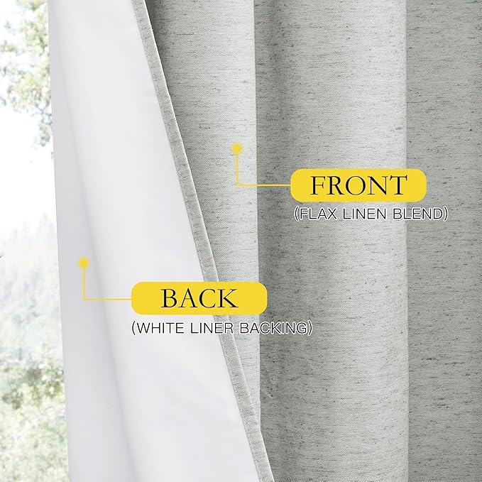 NICETOWN Grey Long Linen Full Shade Panels, Pair of Thermal Insulated & Energy - Image 6