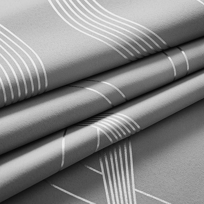 NICETOWN 100% Blackout Silver Grey Pattern Curtains 84“ Long - Image 5