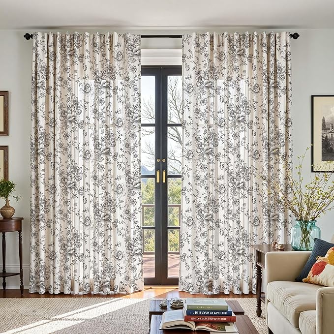jinchan Linen Floral Curtains Extra Wide - Image 4