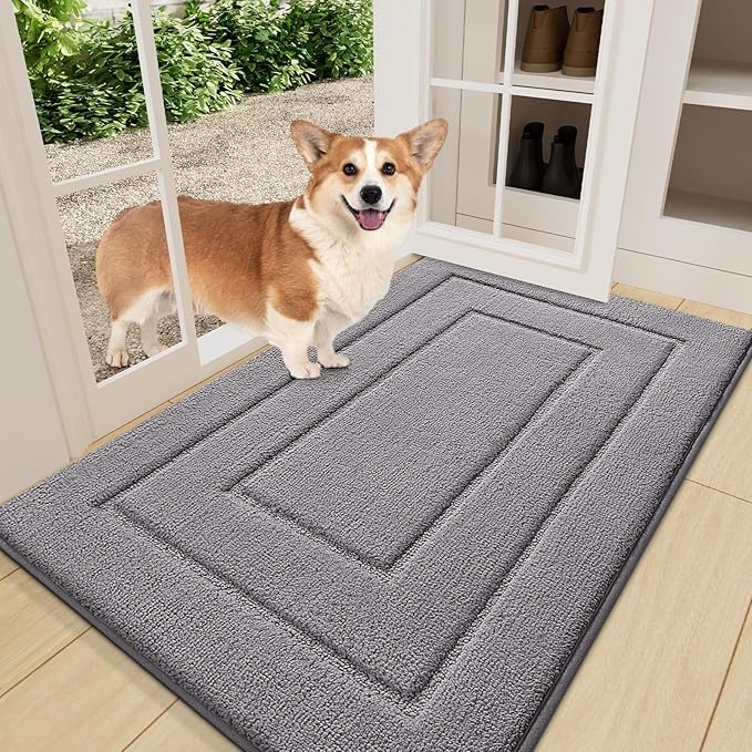 Smiry Dog Door Mat for Muddy Paws, Absorbs Moisture and Dirt, Low-Profile by Smiry