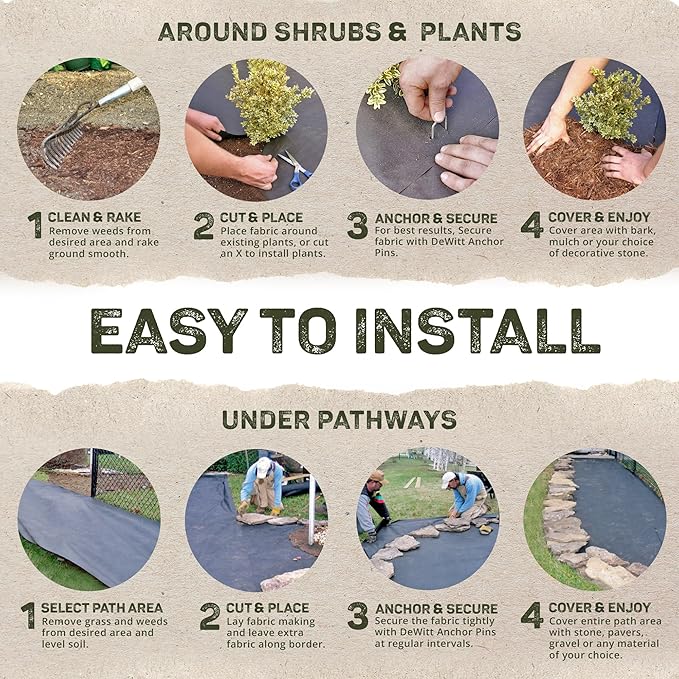 Dewitt 5-Pack Sunbelt Weed Barrier Fabric 3.2 oz, 3 x 300 Feet – Heavy-Duty - Image 5