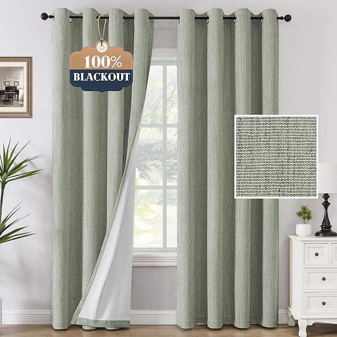 H.VERSAILTEX Chenille Curtains 96 inch Length 2 Panels 100% Blackout Drapes by HVERSAILTEX