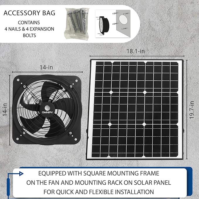 Solar Powered Wall Mount Exhaust Fan, 35 Watt - Image 5