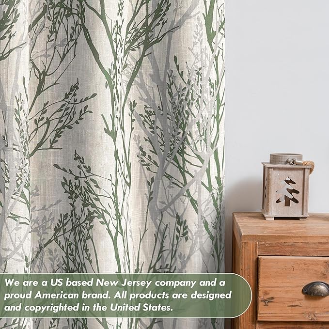 DriftAway Linen Printed Blackout Curtains Tree Branch Pattern Double Layer 90 - Image 6