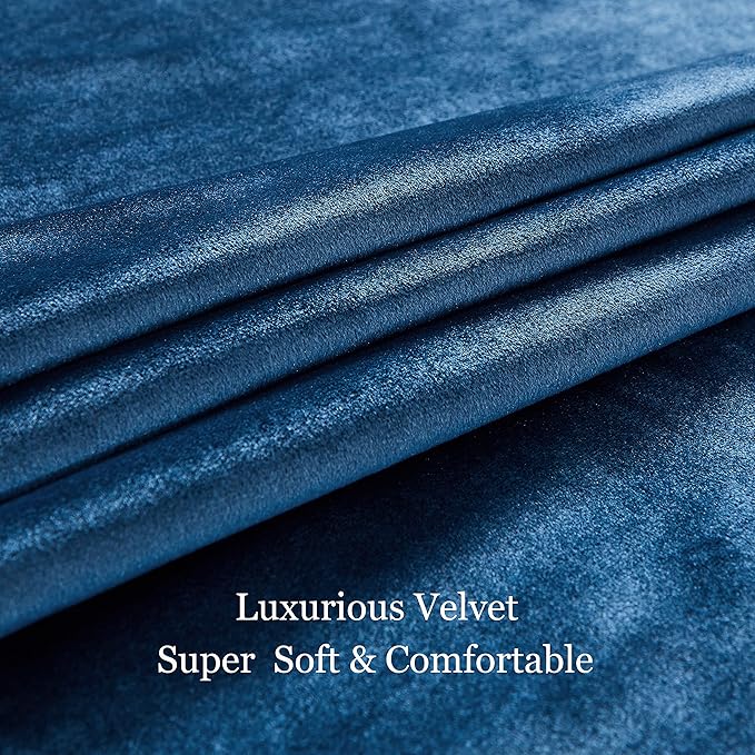 Luxury Navy Blue Velvet Curtains: 90 inches Dark Blue Elegant Living Room - Image 5