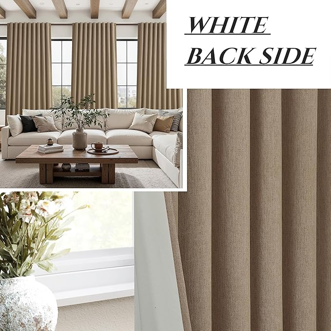 Rust Brown Blackout Curtains 60 Inches Extra Wide Linen 90 Inch Length - Image 6