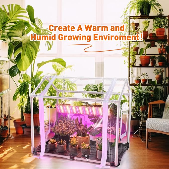 Meonum Mini Greenhouse for Indoor Outdoor, 23.6"L x 15.7"W x 19.6"H Portable - Image 6