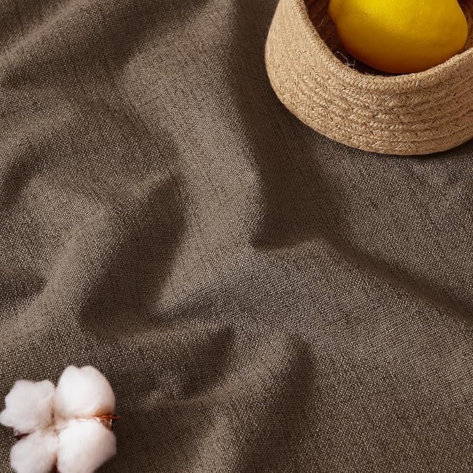 RYB HOME Coffee Linen 100% Blackout Curtains - Image 7