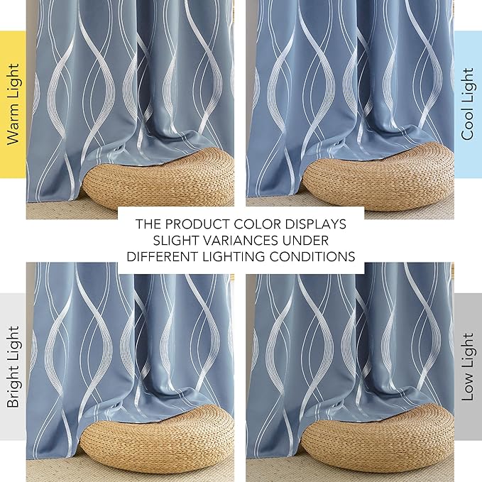 NICETOWN Vintage Blue Foil Printed Curtain - Image 6