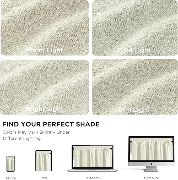CUCRAF Linen 100% Blackout Curtains 108 Inch Length 2 Panels Set, Back Tab and - Image 4