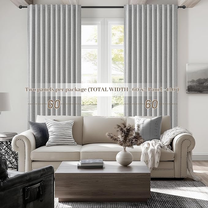 Grey Curtains 60 Inch Length Wide Pleated Blackout Curtain - Image 6