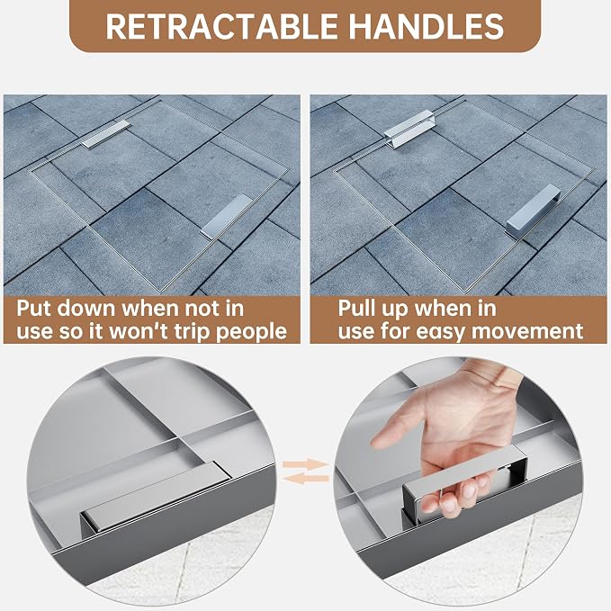 32x32 inch Stainless Steel Invisible Manhole Cover and Frame, Square Recessed - Image 4