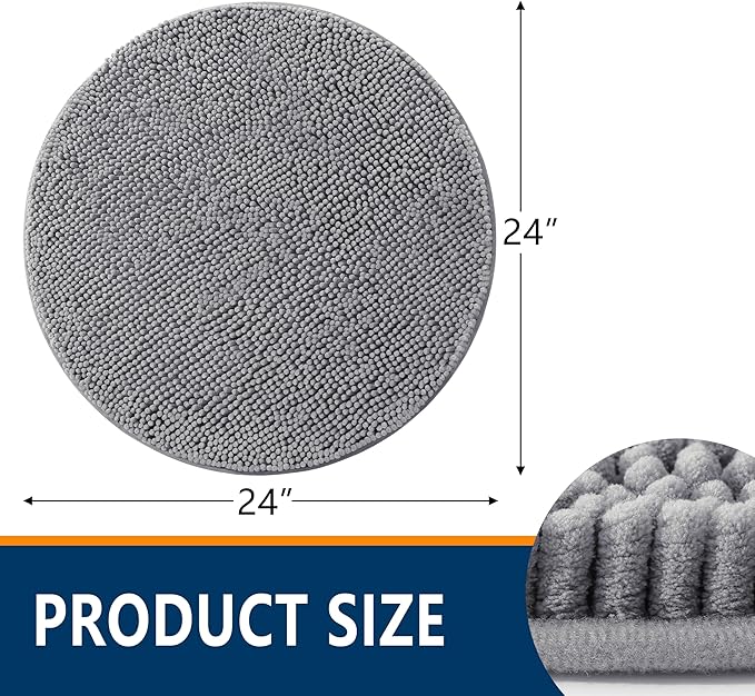 Smiry Luxury Chenille Round 24''x24'', Extra Soft and Absorbent Shaggy Bathroom - Image 2