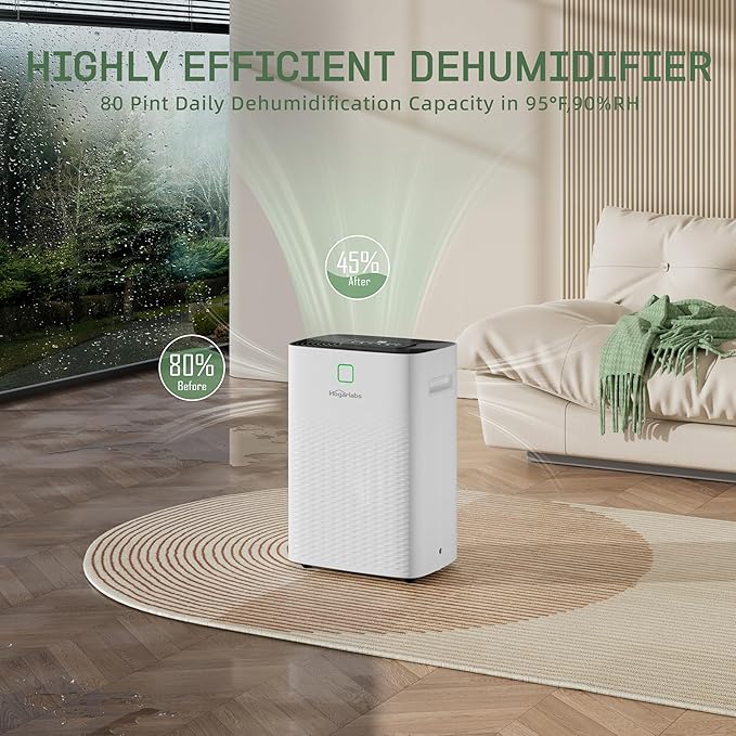 80 Pints Energy Star Dehumidifier Basement Home, Smart Silent Dehumidifier - Image 4