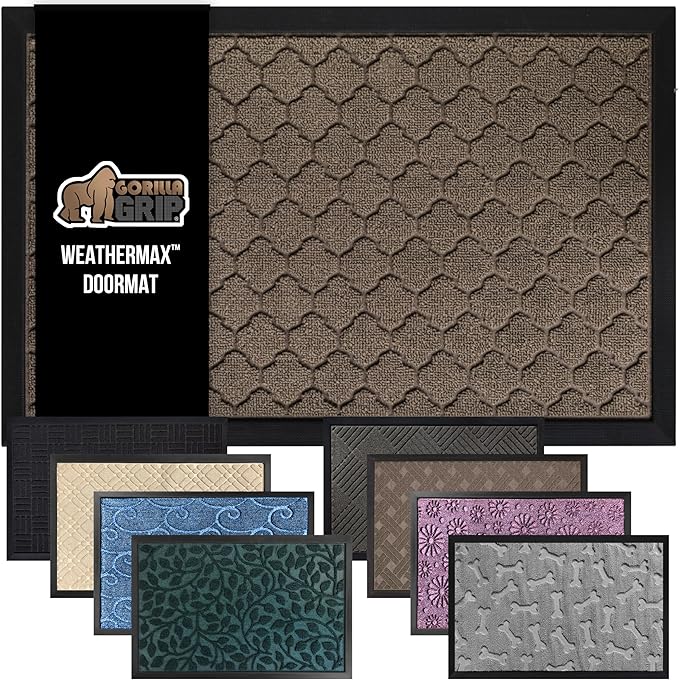 GORILLA GRIP 100% Waterproof All-Season WeatherMax Doormat 35x23, US Designed by GorillaGrip