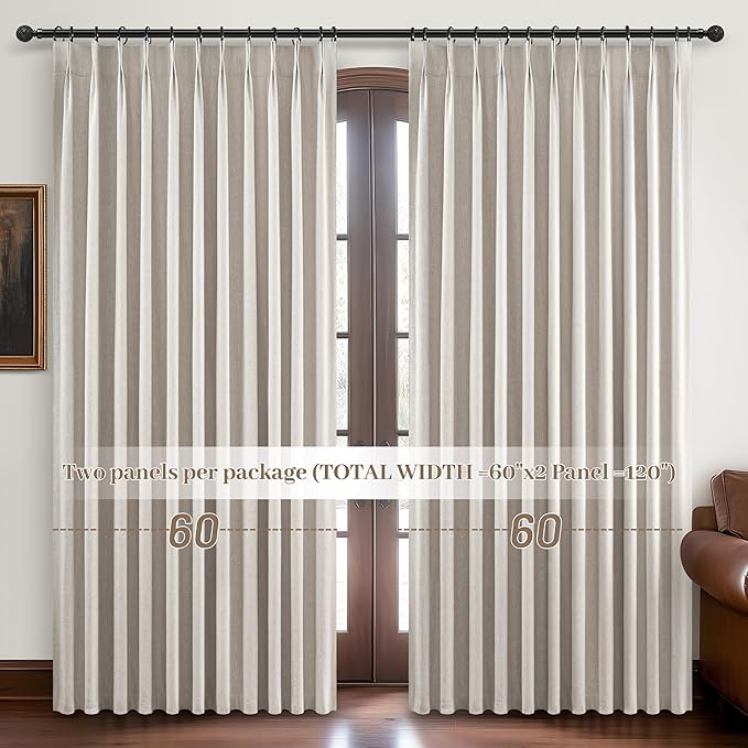 Curtains 60 Inch Length Wide Pinch Pleated Blackout - Image 6