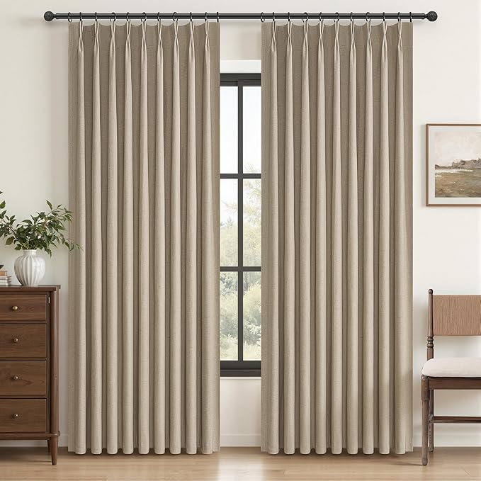 Pinch Pleated Blackout Curtains 60 Inches Wide by QJMYDECO